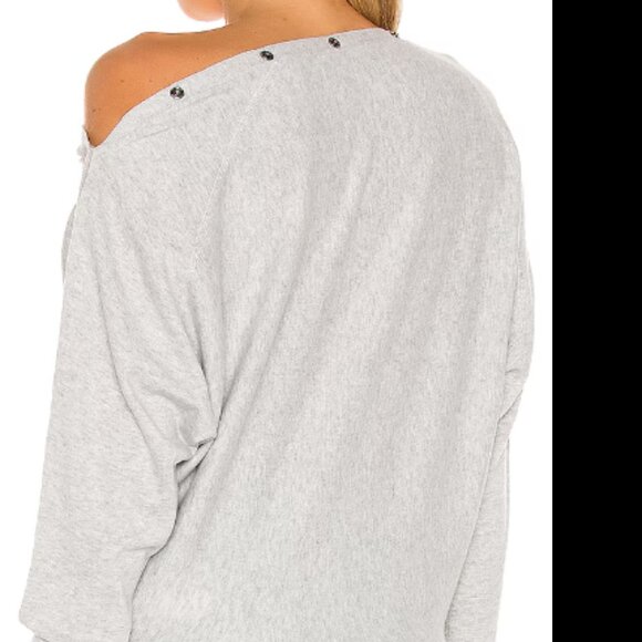 All Saints Ellie Gray Sweater Adjustable Snaps Dolman Sleeves Large - Picture 2 of 8